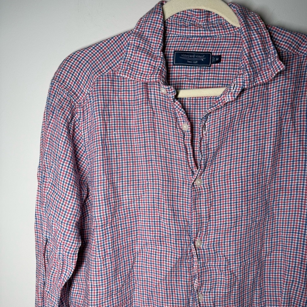 Vineyard Vines Linen Checkered Casual Button Down Shirt